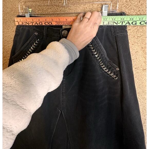 One Teaspoon x Free People Chain Maxi Slit Denim Grunge Whimsigoth Skirt Sz 27 - Picture 7 of 16